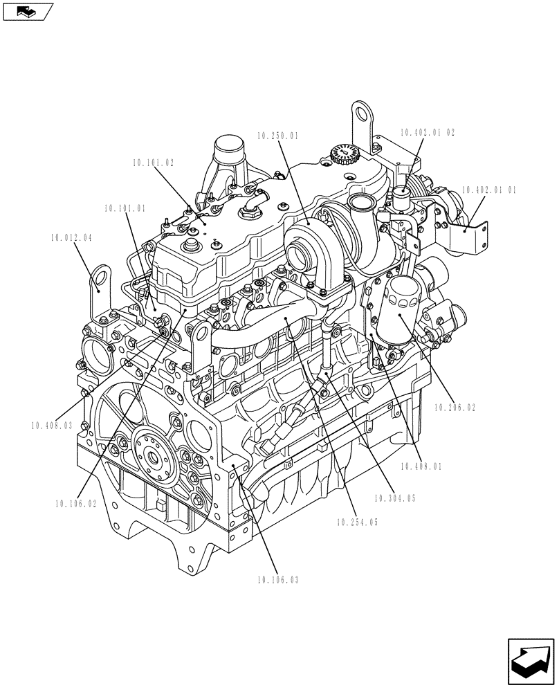 Схема запчастей Case IH F4DFE6132 A002 - (10.000.01[02]) - PICTORIAL INDEX - ENGINE (84265771) (10) - ENGINE