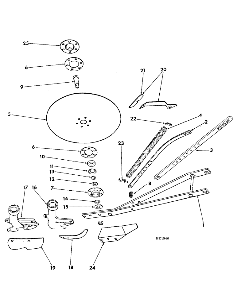 Схема запчастей Case IH 510 - (A-54) - SINGLE DISK FURROW OPENERS, SEALED BALL BEARING CAST BOOT TYPE, MACHINE PRIOR TO 1975 SEASON 