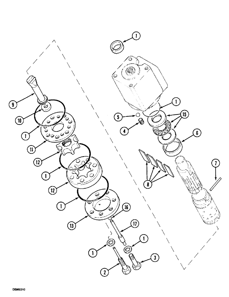 Схема запчастей Case IH 5150 - (5-26) - STEERING HAND PUMP, DANFOSS (JJF1052102 - 1052512) ( JJF1053465 - ) 40 KM/H (05) - STEERING