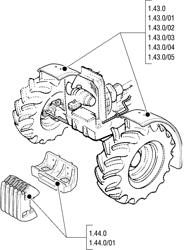 Схема запчастей Case IH JX100U - (1.32.9 SEC. 04[02]) - FRONT AXLE (04) - FRONT AXLE & STEERING