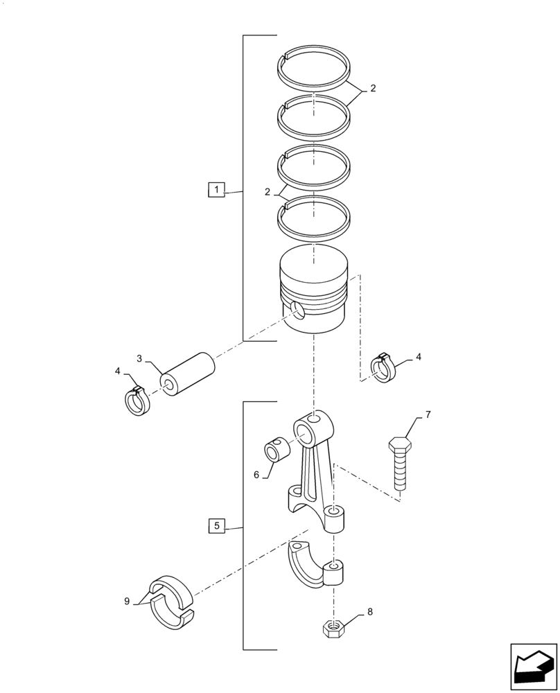 Схема запчастей Case IH SR175 - (10.405.AG) - PISTON AND CONNECTING ROD (10) - ENGINE