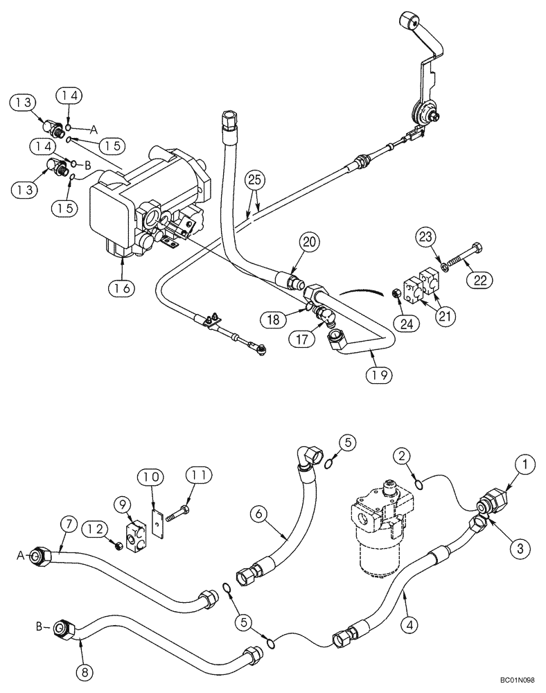 Схема запчастей Case IH 95XT - (08-14B) - HYDRAULICS, ATTACHMENT - HIGH FLOW, PISTON (08) - HYDRAULICS