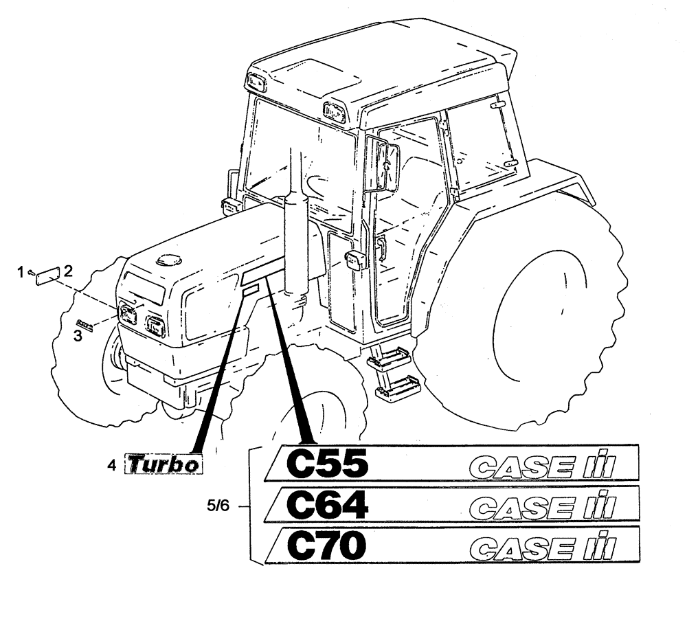 Схема запчастей Case IH C55 - (09A-05[01]) - HOODSHEET - DECALS (09) - CHASSIS