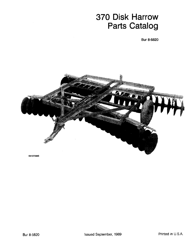 Схема запчастей Case IH 370 - (1-1) - DISK HARROW PARTS CATALOG (00) - PICTORIAL INDEX