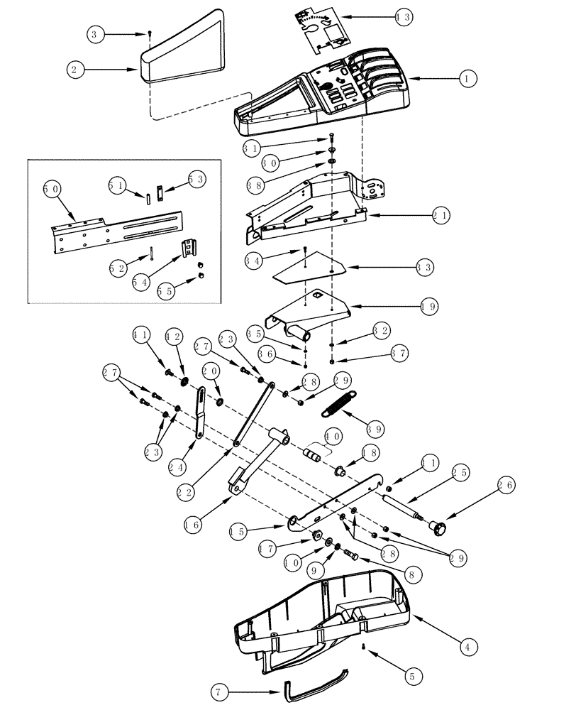 Схема запчастей Case IH MX180 - (09-36) - CONSOLE, RIGHT HAND, DELUXE AND LUXURY CAB (09) - CHASSIS/ATTACHMENTS