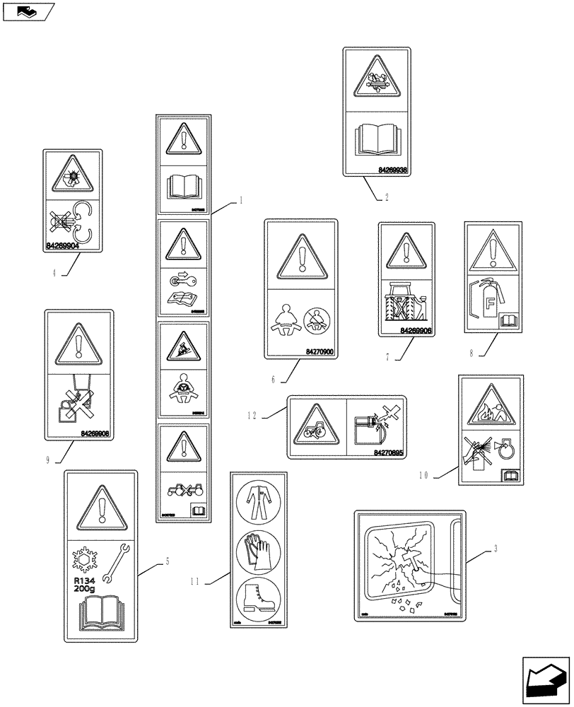 Схема запчастей Case IH PUMA 160 - (90.108.03) - DECALS (90) - PLATFORM, CAB, BODYWORK AND DECALS