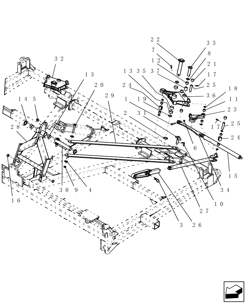 Схема запчастей Case IH PTX300 - (1.102.1) - DEPTH CONTROL ASSEMBLY, CENTER SECTION ASN CBJ0015121 (12) - FRAME