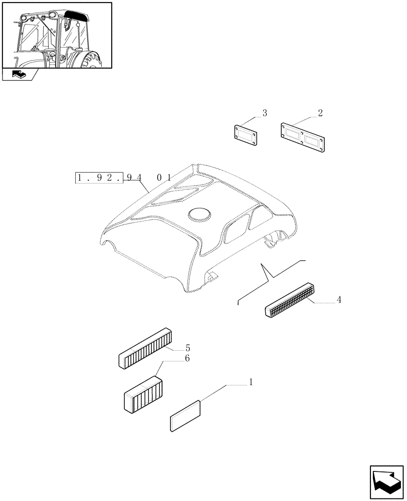 Схема запчастей Case IH FARMALL 75N - (1.92.94[02]) - CAB - FILTERS (10) - OPERATORS PLATFORM/CAB