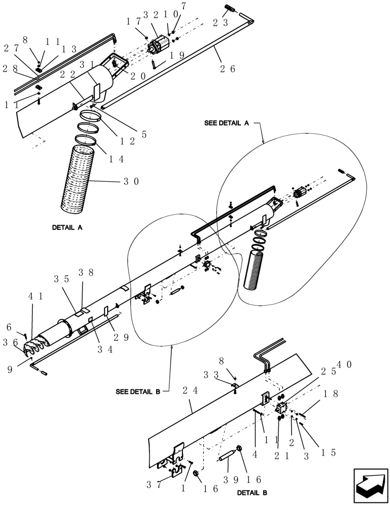 Схема запчастей Case IH 3580 - (58.120.01) - AUGER TUBE ASSEMBLY (58) - ATTACHMENTS/HEADERS