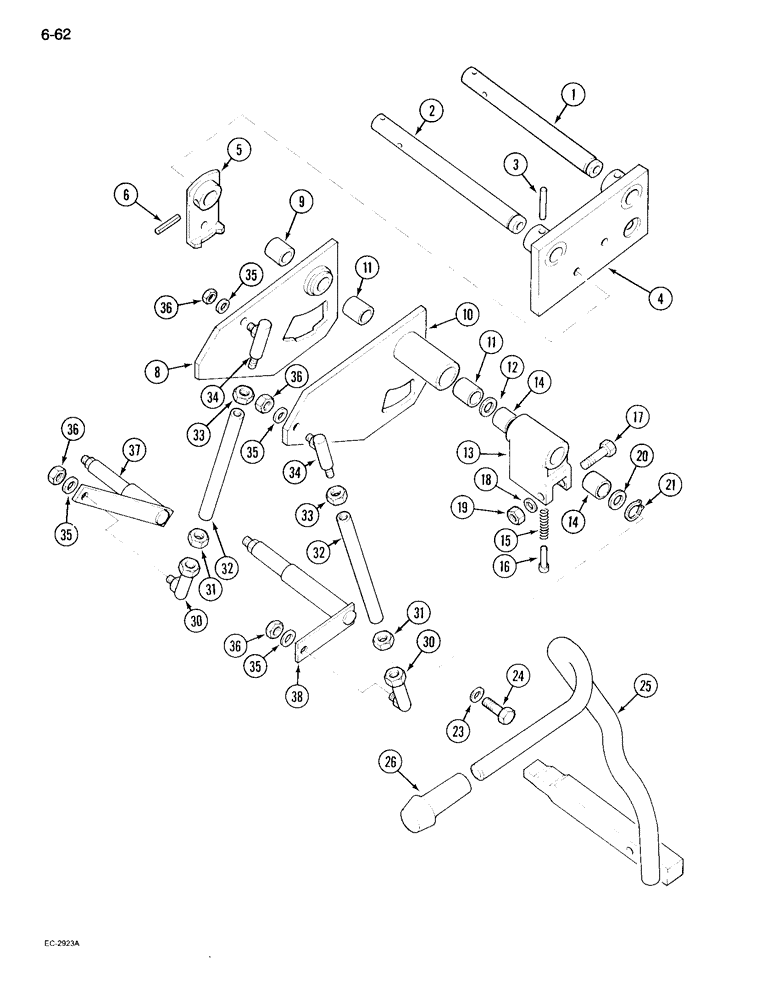 Схема запчастей Case IH 995 - (6-062) - TRANSMISSION RANGE SHIFT CONTROLS, TRACTOR WITH CAB, WITHOUT FORWARD AND REVERSE (06) - POWER TRAIN
