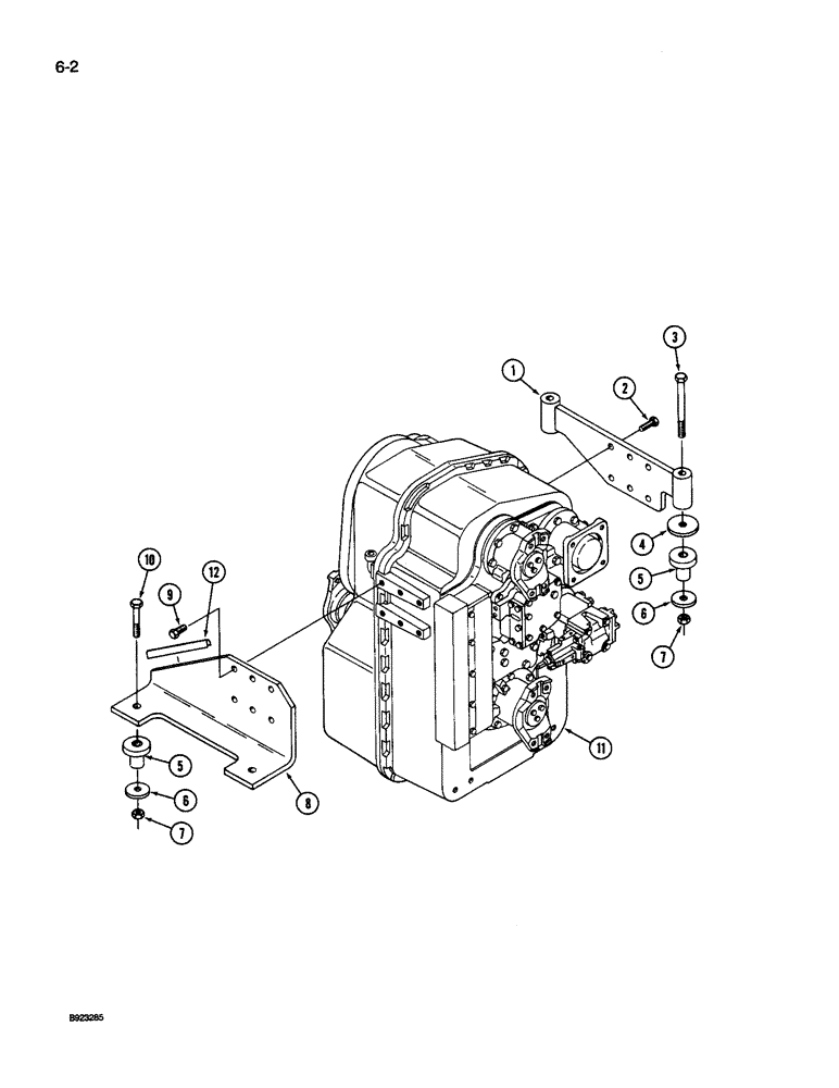 Схема запчастей Case IH 9260 - (6-002) - TRANSMISSION MOUNTING, PRIOR TO P.I.N. JCB0028400 (06) - POWER TRAIN