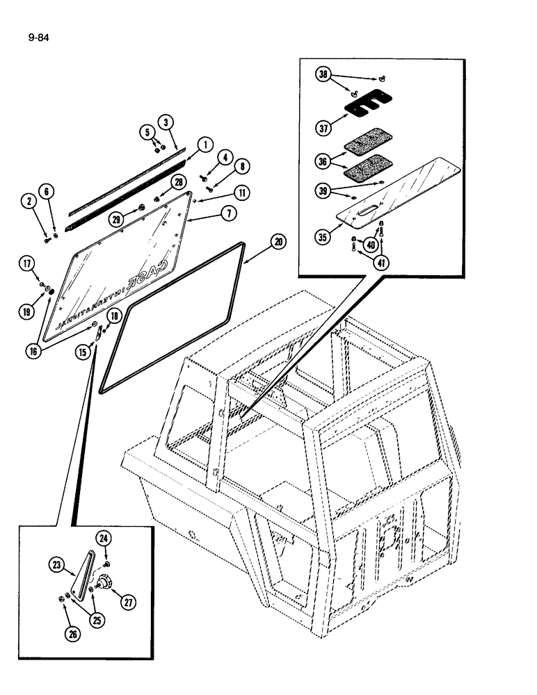 Схема запчастей Case IH 3594 - (9-084) - CAB, REAR WINDOW (09) - CHASSIS/ATTACHMENTS