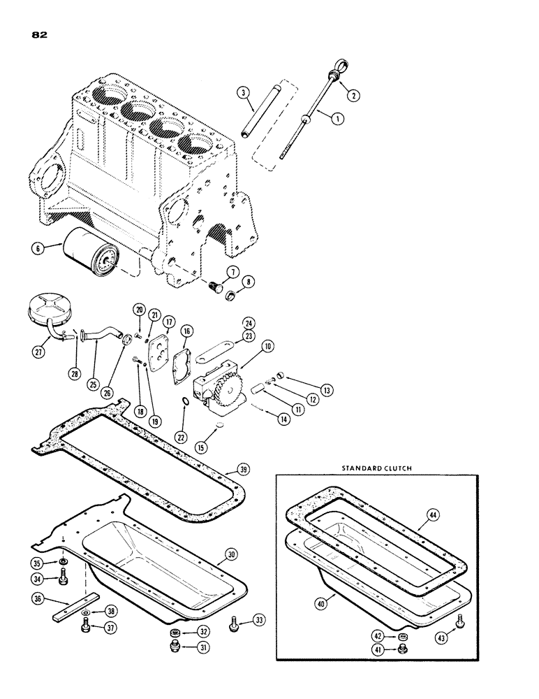 Схема запчастей Case IH 430 - (082) - OIL PUMP, OIL FILTER, OIL PAN, 430-530, 188, DIESEL ENGINE (02) - ENGINE