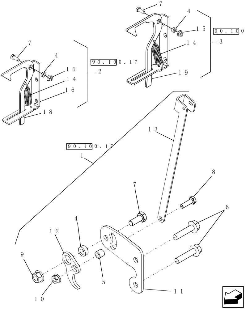 Схема запчастей Case IH 9230 - (90.118.36) - LATCHES, SECONDARY PANEL - EU ONLY - 72/82/9230 (90) - PLATFORM, CAB, BODYWORK AND DECALS