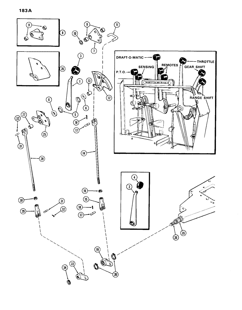 Схема запчастей Case IH 870 - (183A) - GEAR SHIFT LINKAGE, POWER SHIFT (06) - POWER TRAIN