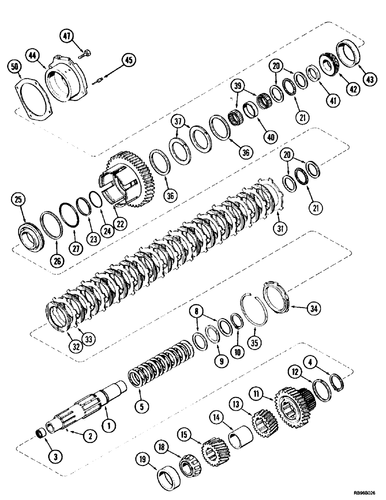 Схема запчастей Case IH MX180 - (6-042) - RANGE TRANSMISSION, COUNTERSHAFT (06) - POWER TRAIN