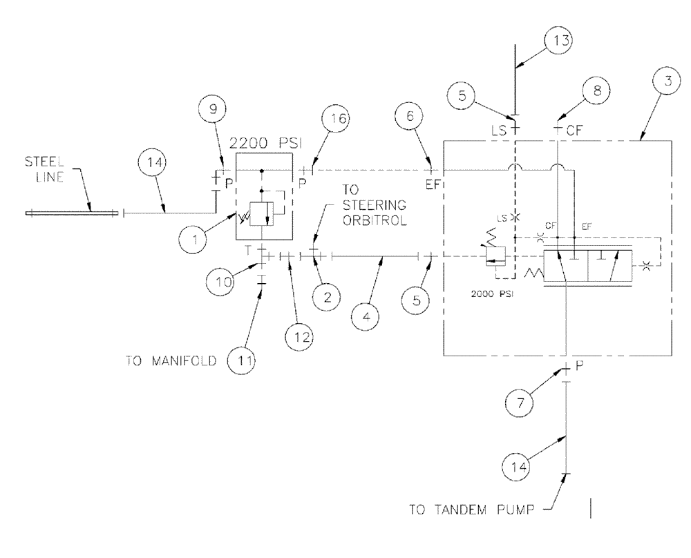 Схема запчастей Case IH 3210 - (06-009) - PRESSURE CONTROL GROUP Hydraulic Plumbing