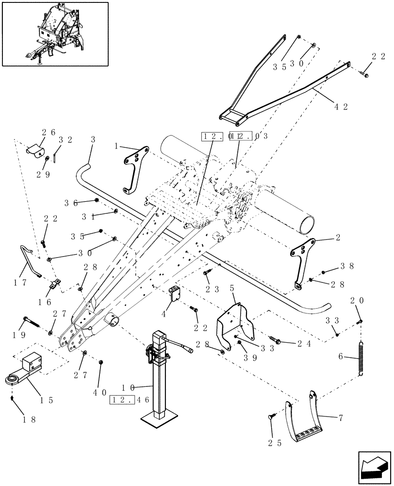 Схема запчастей Case IH RBX453 - (12.05) - JACK & STEP, EUROPE & R.O.W. (12) - MAIN FRAME