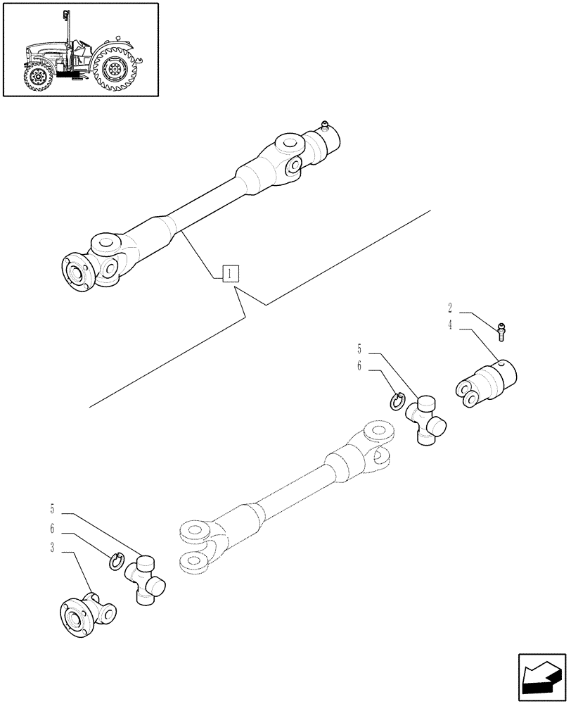 Схема запчастей Case IH JX1095N - (1.38.5/ A) - 4WD PROPELLER SHAFT - BREAKDOWN (03) - TRANSMISSION