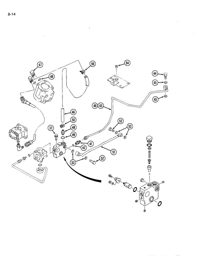 Схема запчастей Case IH 1120 - (8-14) - HYDRAULIC VALVE, LINES AND CONNECTIONS (08) - HYDRAULICS