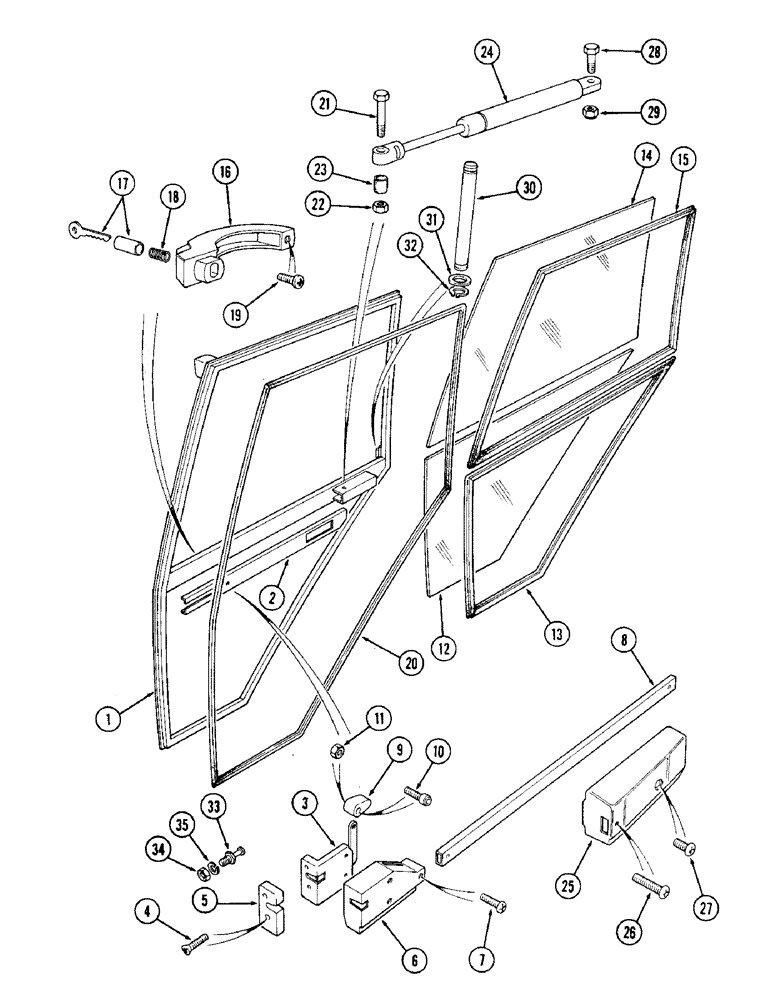 Схема запчастей Case IH 1394 - (9-476) - CAB DOOR, RIGHT-HAND, TRACTORS WITH CAB (09) - CHASSIS/ATTACHMENTS
