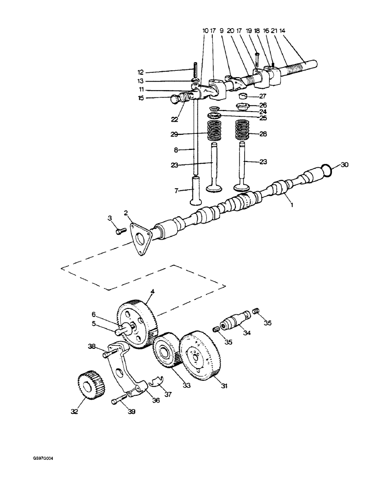 Схема запчастей Case IH 1212 - (2-14) - VALVE MECHANISM AND TIMING GEARS (02) - ENGINE