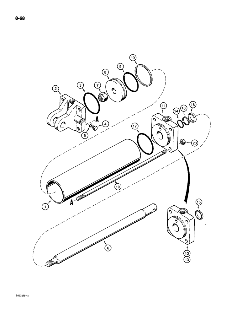 Схема запчастей Case IH 780 - (8-68) - WING LIFT CYLINDER, 1255247C92, TIE-BOLT TYPE, 4 INCH ID (08) - HYDRAULICS