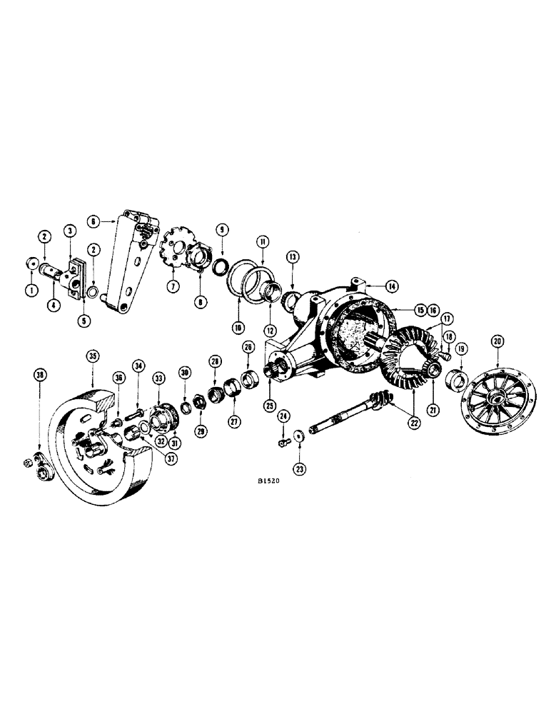 Схема запчастей Case IH 200 - (14) - GEARBOX, FLYWHEEL AND CRANK ARM 