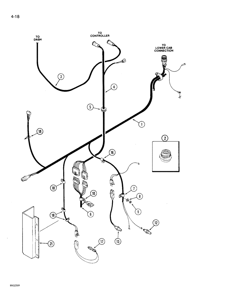 Схема запчастей Case IH 9230 - (4-018) - TRANSMISSION HARNESS (04) - ELECTRICAL SYSTEMS