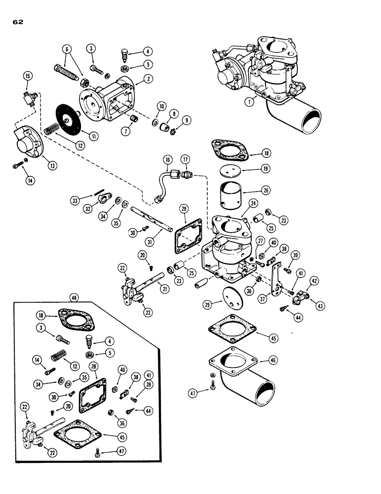 Схема запчастей Case IH 530 - (062) - LPG CARBURETOR, 530, 159, SPARK IGNITION ENGINE (03) - FUEL SYSTEM