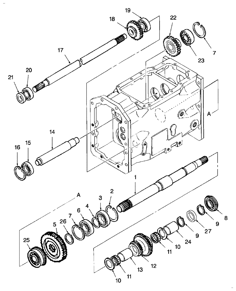 Схема запчастей Case IH DX31 - (03.08) - FRONT TRANSMISSION GEARS W/9 X 3 & W/FWD (03) - TRANSMISSION