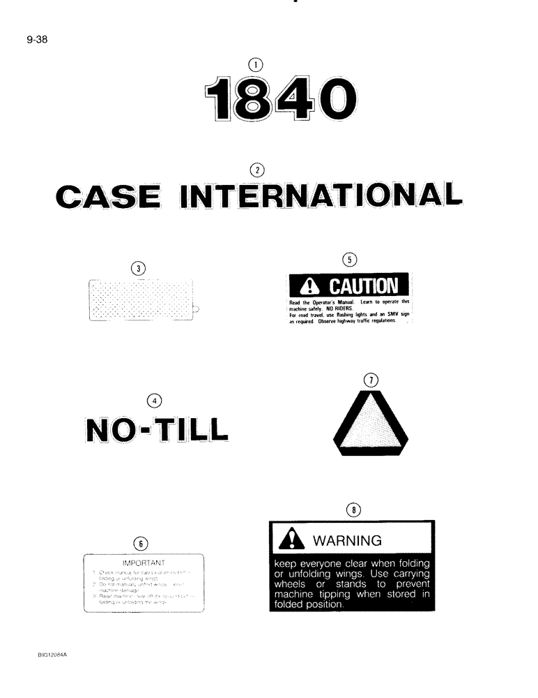 Схема запчастей Case IH 1840 - (9-38) - DECALS 