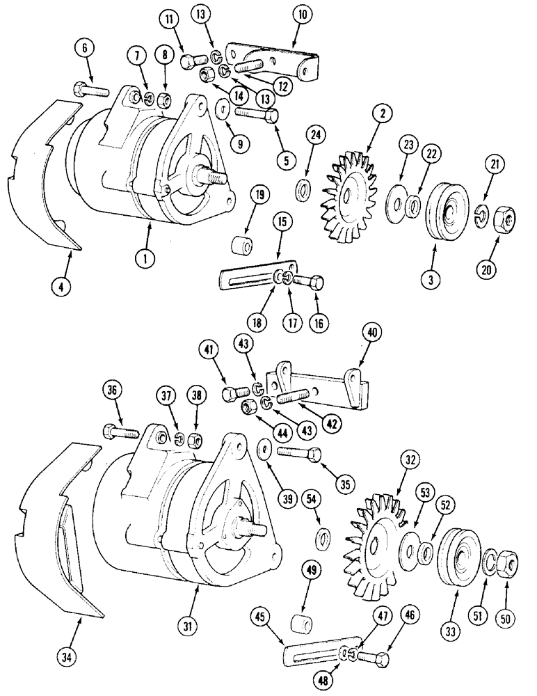 Схема запчастей Case IH 1394 - (4-076) - ALTERNATOR FITTINGS, ENGINES P.I.N. 11399371 AND AFTER (04) - ELECTRICAL SYSTEMS