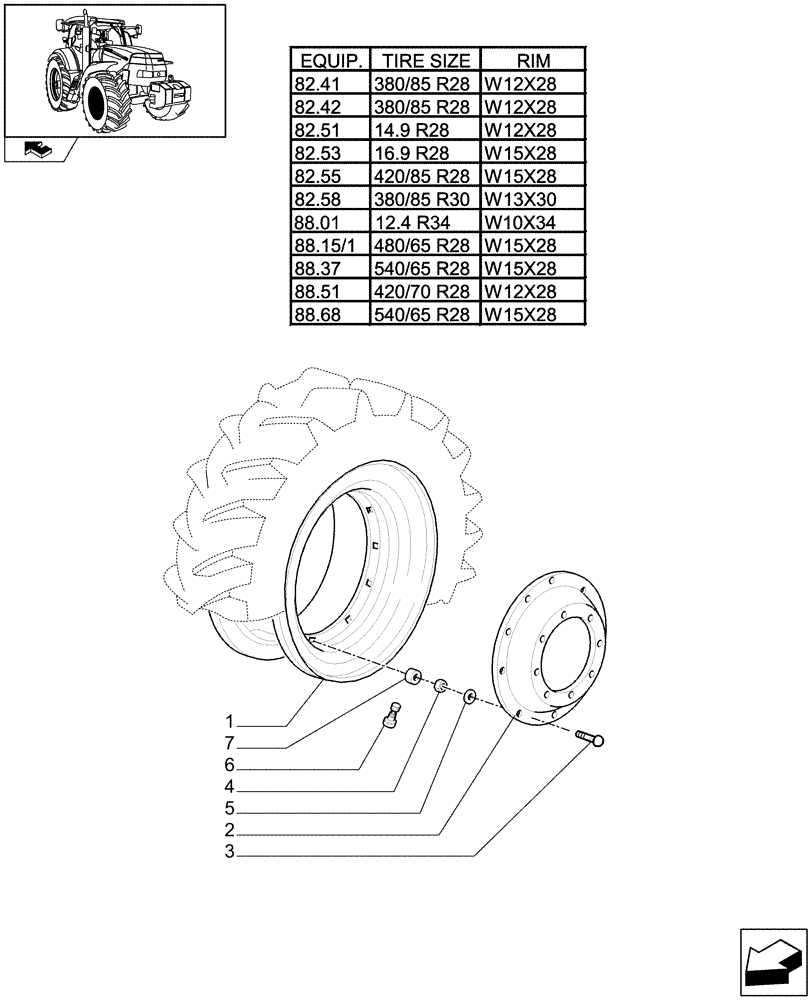 Схема запчастей Case IH MAXXUM 140 - (82.00[08]) - FRONT WHEELS (11) - WHEELS/TRACKS
