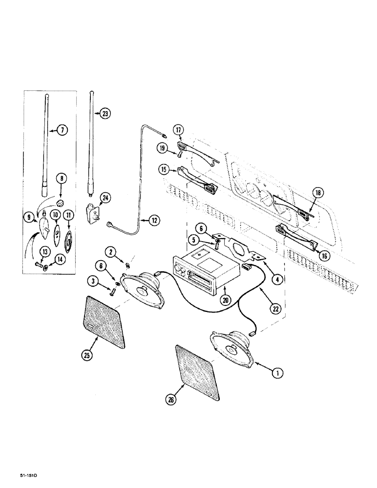 Схема запчастей Case IH 5150 - (9E-70) - RADIO AND SPEAKERS (09) - CHASSIS/ATTACHMENTS