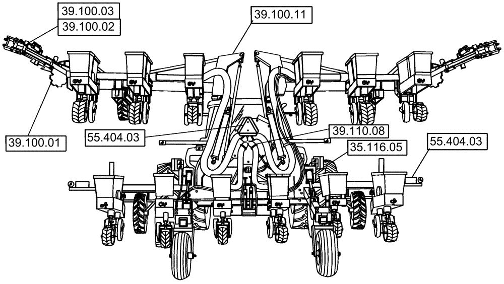 Схема запчастей Case IH 1230 - (00.000.03) - PICTORIAL INDEX - MOUNTED STACKER PLANTERS (00) - GENERAL & PICTORIAL INDEX