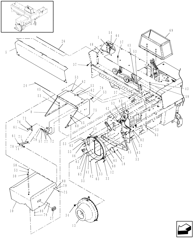 Схема запчастей Case IH SB531 - (90.105.52) - SHIELDS, FRONT & FLYWHEEL GUARD, SB531 AUSTRALIA (90) - PLATFORM, CAB, BODYWORK AND DECALS