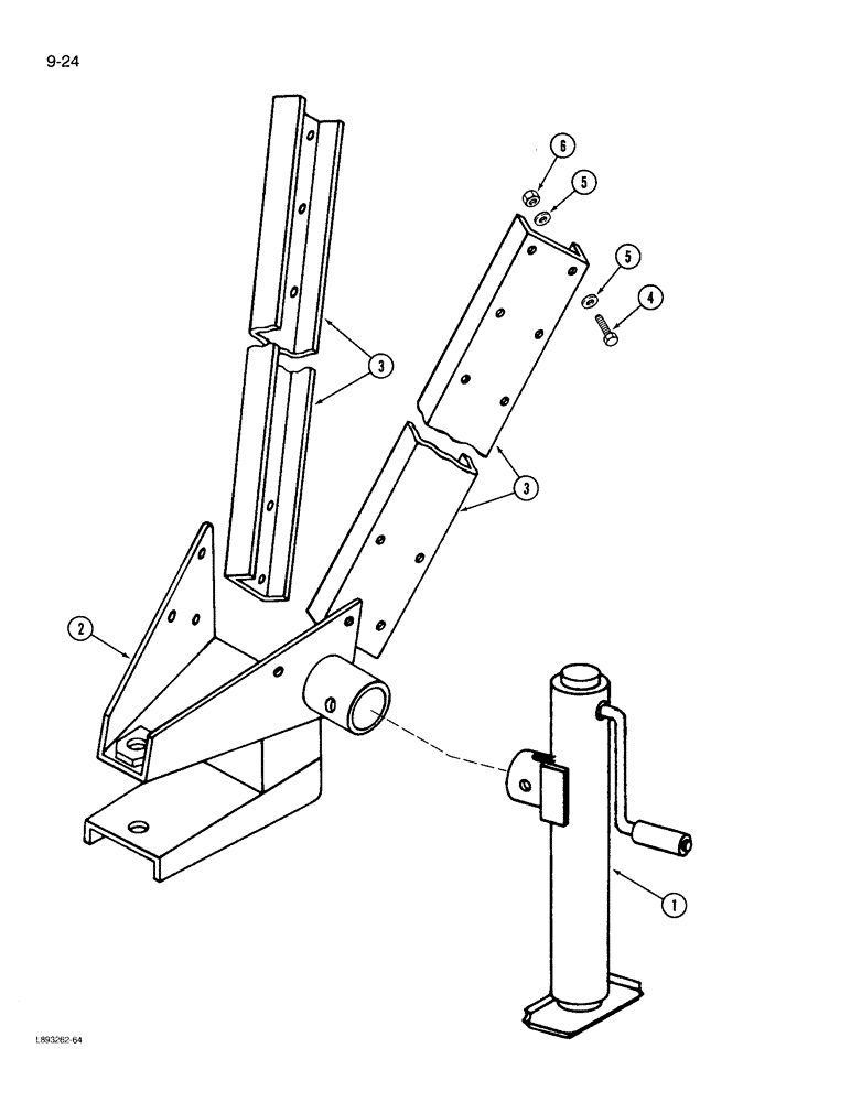 Схема запчастей Case IH 960 - (9-24) - JACK AND CLEVIS HITCH (09) - CHASSIS