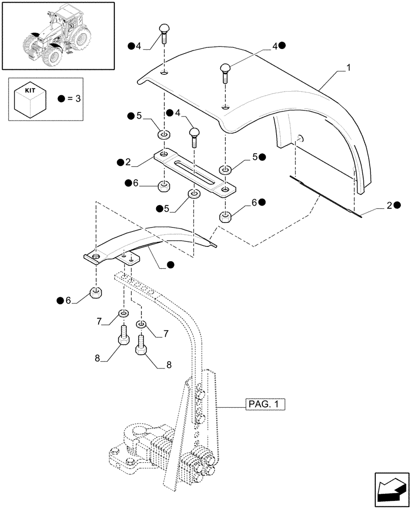 Схема запчастей Case IH MXU115 - (1.87.4/01[03]) - (VAR.337-338) 4WD DYNAMIC FRONT FENDERS WITH AXLE WITH BRAKE - C5049 (08) - SHEET METAL