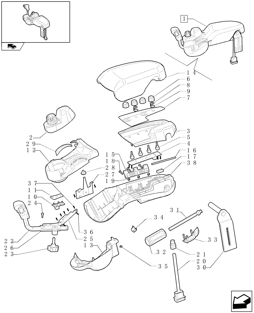 Схема запчастей Case IH PUMA 115 - (1.97.0/01C) - ARMREST - C5817 (VAR.331023) (10) - OPERATORS PLATFORM/CAB