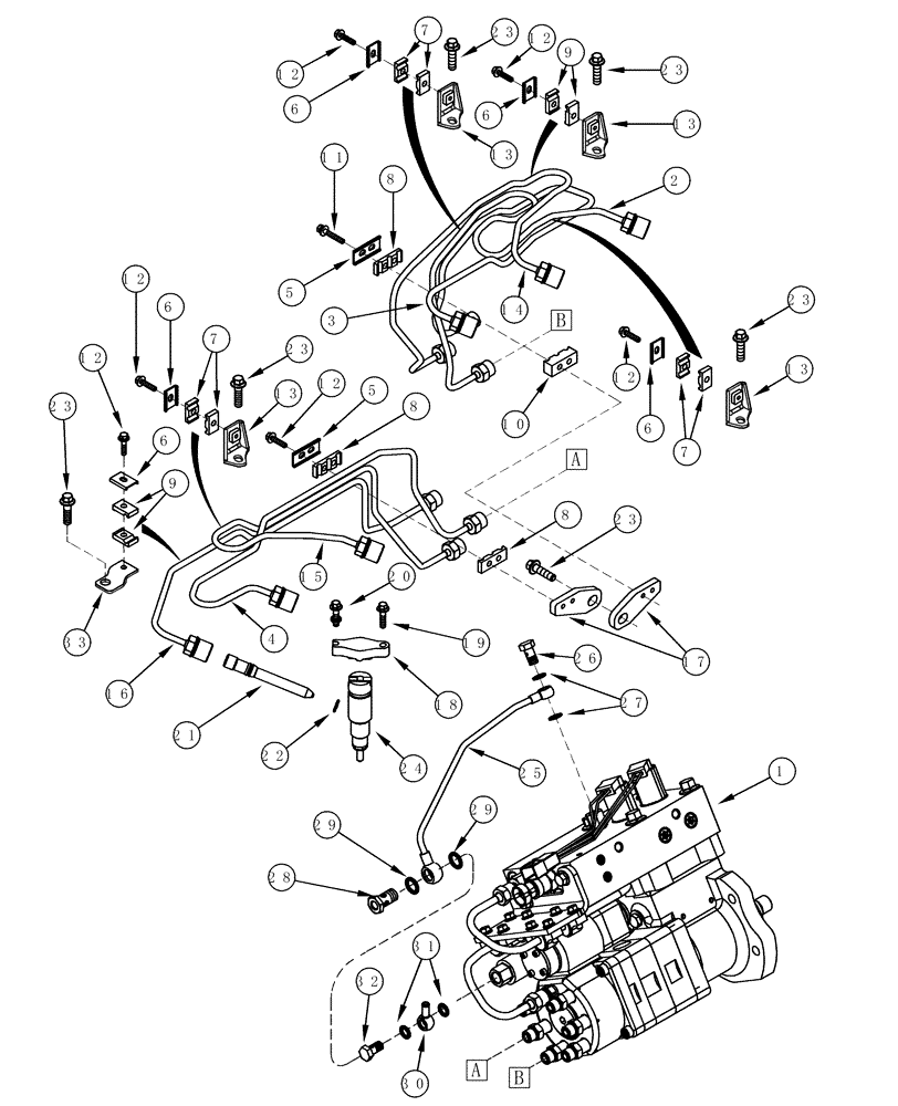 Схема запчастей Case IH MX240 - (03-03) - FUEL INJECTION SYSTEM, MX240, MX270, 6TAA-8304 EMISSIONS CERTIFIED ENGINE (03) - FUEL SYSTEM