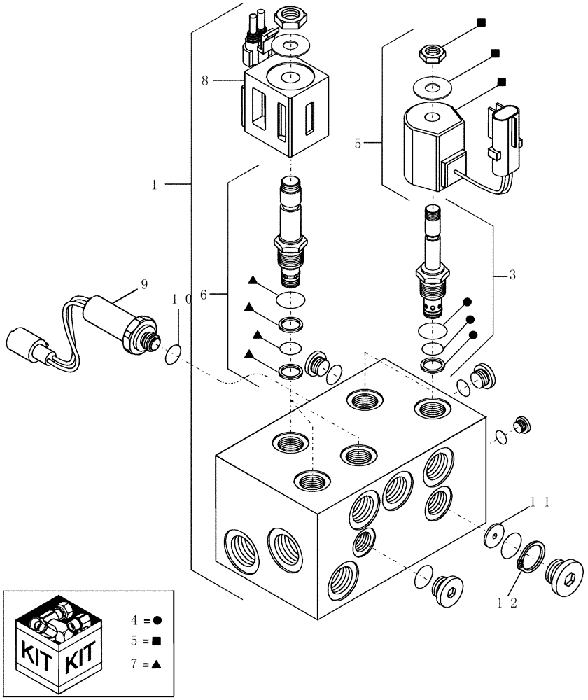 Схема запчастей Case IH 1200PT - (A.10.A[71]) - ROW MARKER SOLENOID VALVE ASSEMBLY (BSN CBJ025391) A - Distribution Systems