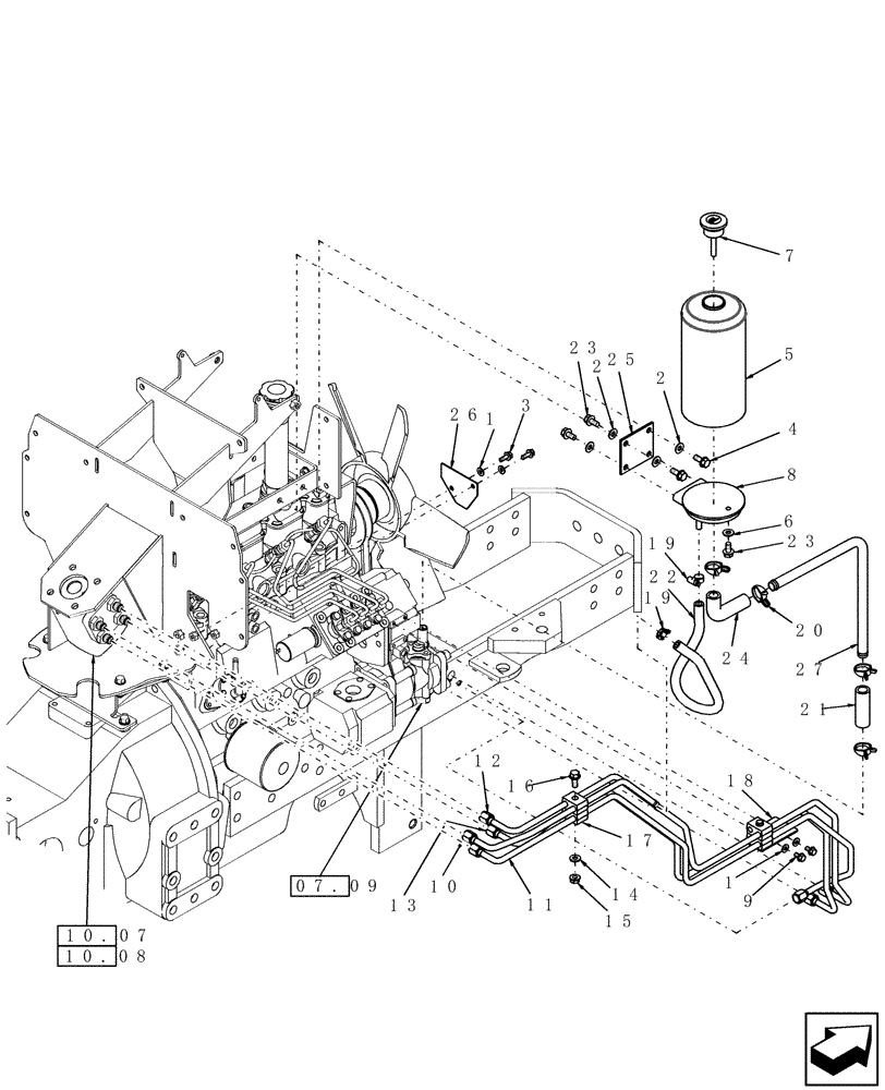 Схема запчастей Case IH DX40 - (04.08) - POWER STEERING (04) - FRONT AXLE & STEERING
