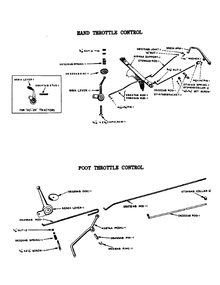 Схема запчастей Case IH DV-SERIES - (028) - HAND AND FOOT THROTTLE CONTROL, D, DC, DO, DV (03) - FUEL SYSTEM