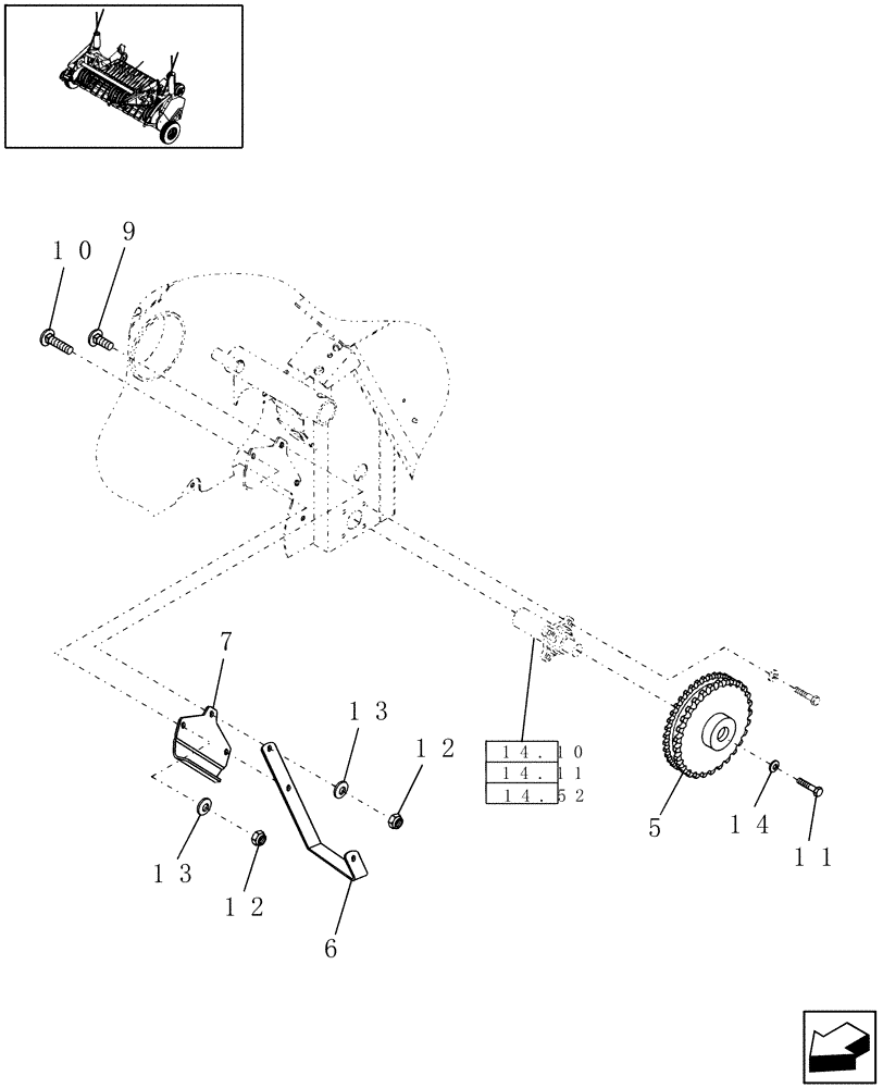 Схема запчастей Case IH RBX452 - (13.407) - 1.8M & 2M WIDE PICKUP, STUFFER FEEDER MOUNTING, NORTH AMERICA (13) - FEEDER
