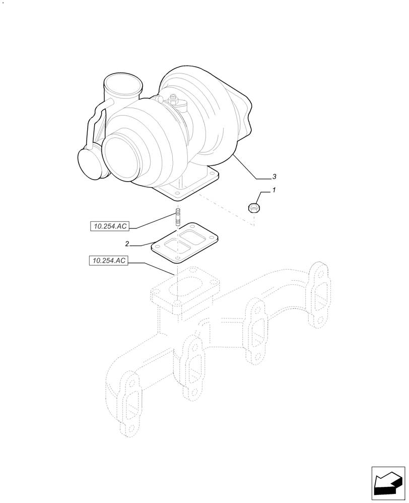 Схема запчастей Case IH FARMALL 110A - (10.250.AC) - TURBOCHARGER (10) - ENGINE