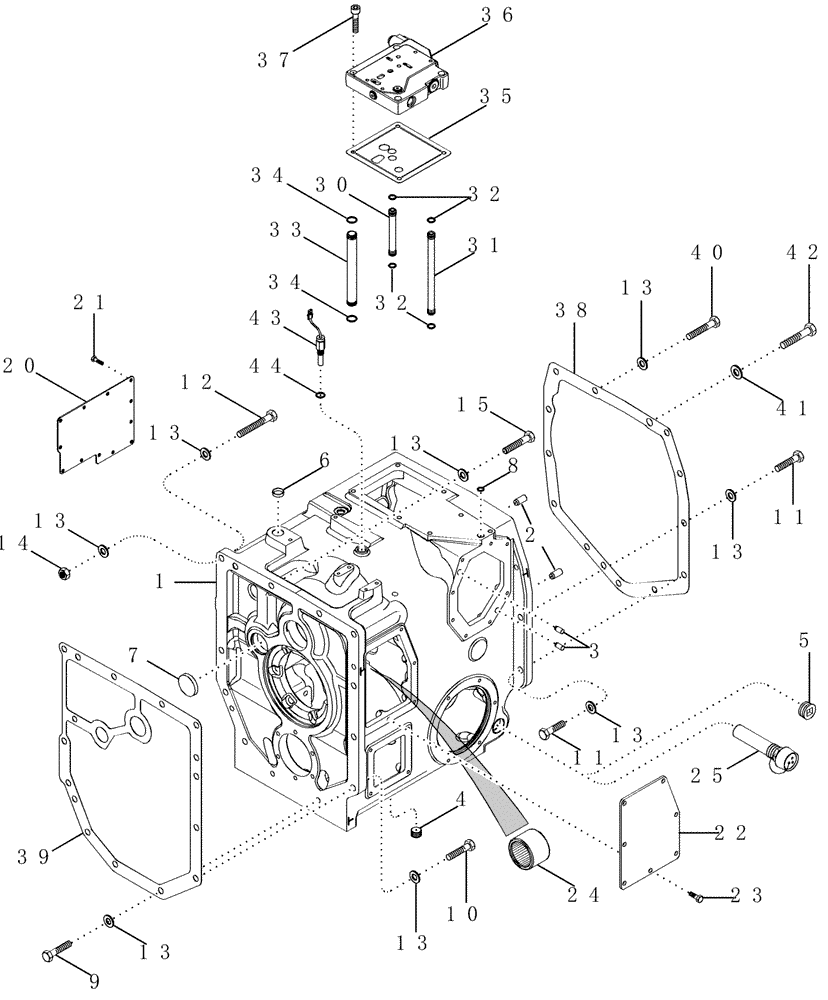 Схема запчастей Case IH MX210 - (06-19) - RANGE TRANSMISSION - HOUSING, TRANSMISSION SN BTW AJB0355338 & AJB0355923 (06) - POWER TRAIN