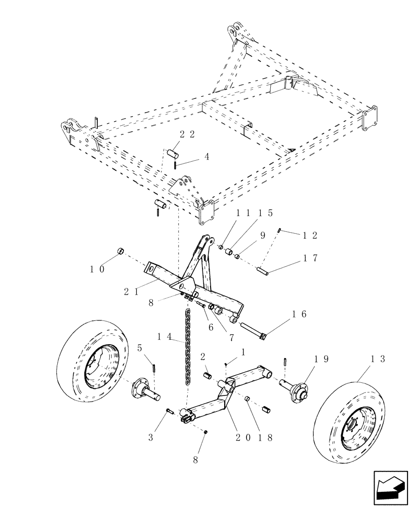 Схема запчастей Case IH PTX300 - (1.070.1) - WHEEL STANDARD AND WALKING BEAM - WING (12) - FRAME