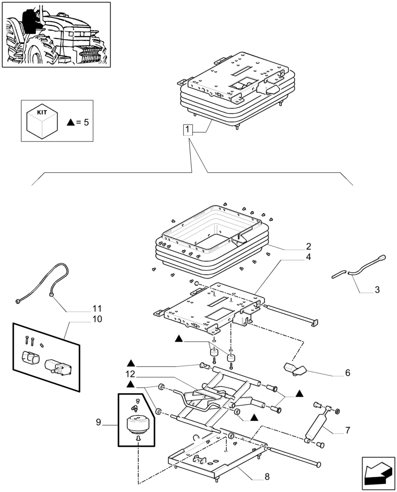 Схема запчастей Case IH MXM120 - (1.93.3/ A[03]) - AIR SEAT WITH SEAT BELT - BREAKDOWN (10) - OPERATORS PLATFORM/CAB