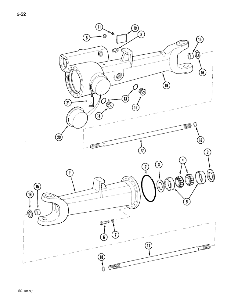 Схема запчастей Case IH 895 - (5-52) - MECHANICAL FRONT DRIVE ZF, FRONT AXLE HOUSINGS AND SHAFTS (05) - STEERING